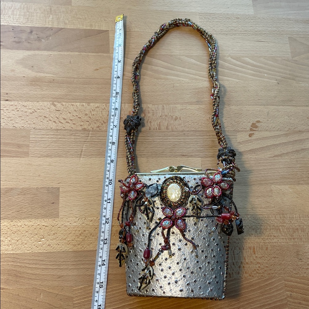 Mary Frances Beaded Evening Bag | Metallic Leather | Embellished Art Purse - Picture 5 of 8